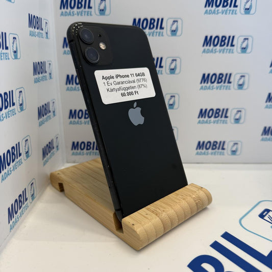 Apple iPhone 11 Kártyafüggetlen 64 GB, 12 hó garancia